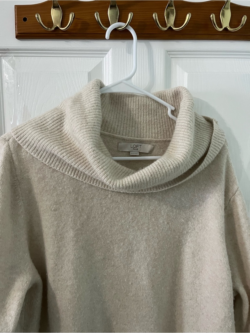 LOFT Cream Cowl Neck Sweater